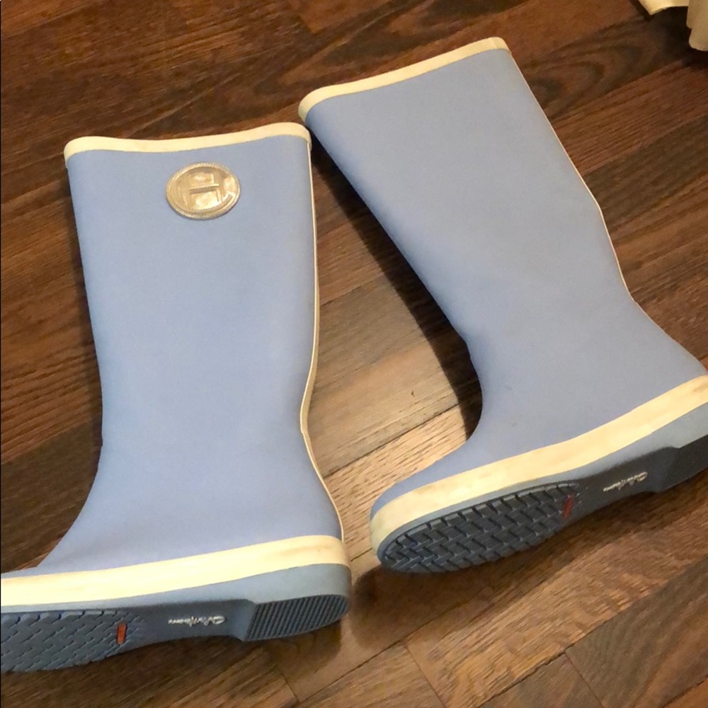 Baby blue Cole Haan rain boots
